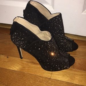 Black and glitter heels
